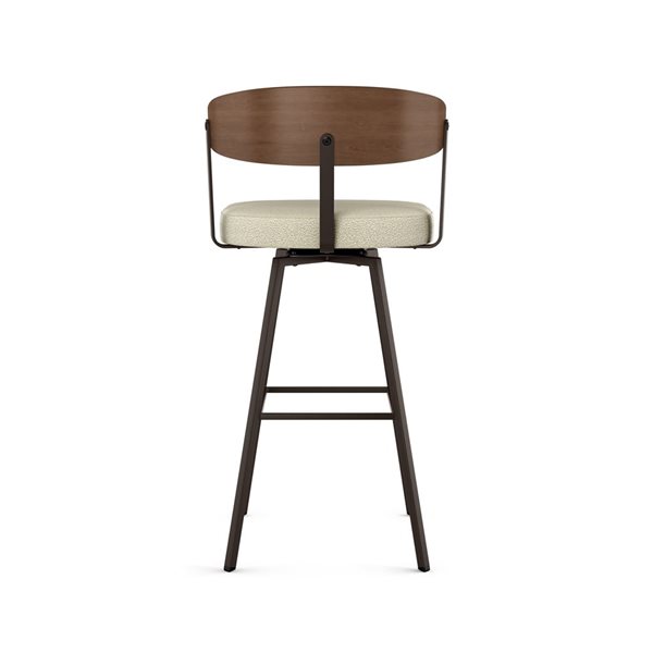 Amisco Industries Quinton 30-in Swivel Bar Stool - Cream Bouclé/Brown Metal/Light Brown