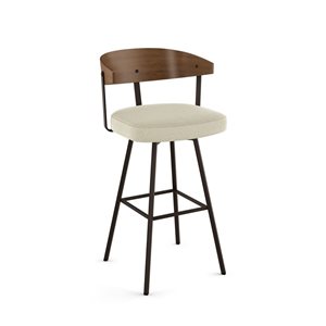 Amisco Industries Quinton 30-in Swivel Bar Stool - Cream Bouclé/Brown Metal/Light Brown