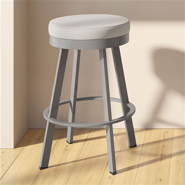 Amisco Industries Swice 30-in Swivel Bar Stool - Light Grey Polyester/Grey Metal