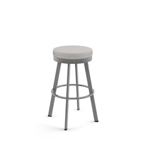 Amisco Industries Swice 30-in Swivel Bar Stool - Light Grey Polyester/Grey Metal