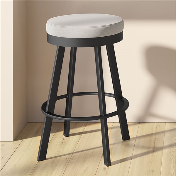 Amisco Industries Swice 30-in Swivel Bar Stool - Light Grey Polyester/Black Metal