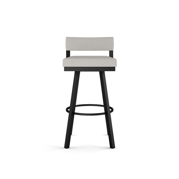 Amisco Industries Travis 30-in Swivel Bar Stool - Grey Beige Polyester/Black Metal