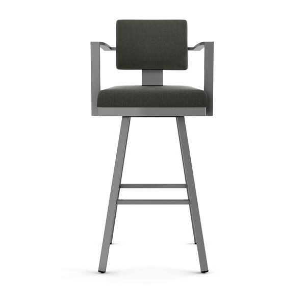 Amisco Industries Akers 26-in Swivel Counter Stool - Charcoal Grey Polyester/Glossy Grey