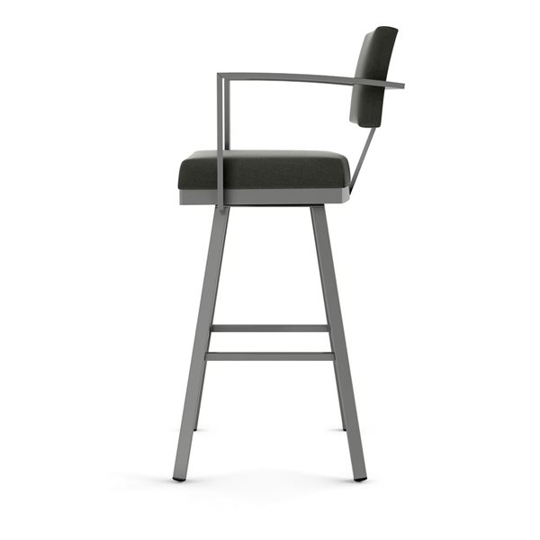 Amisco Industries Akers 26-in Swivel Counter Stool - Charcoal Grey Polyester/Glossy Grey