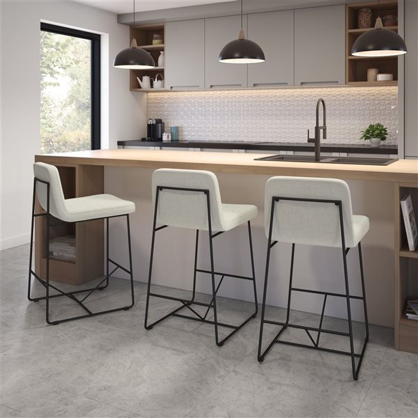 Amisco Industries Winslet 26-in Counter Stool - Light Beige PVC/Black Metal