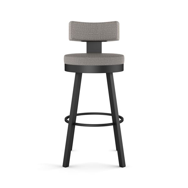 Tabouret bar pivotant Amisco Industries Morgan 30 po en tissu gris argent/métal noir