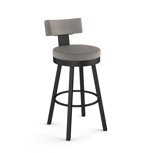 Tabouret bar pivotant Amisco Industries Morgan 30 po en tissu gris argent/métal noir