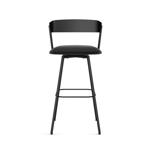 Amisco Industries Ludwig 30-in Swivel Bar Stool - Black Faux Leather/Black Metal