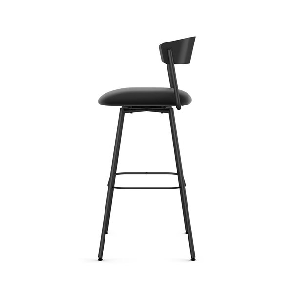 Amisco Industries Ludwig 30-in Swivel Bar Stool - Black Faux Leather/Black Metal