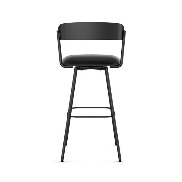 Amisco Industries Ludwig 30-in Swivel Bar Stool - Black Faux Leather/Black Metal