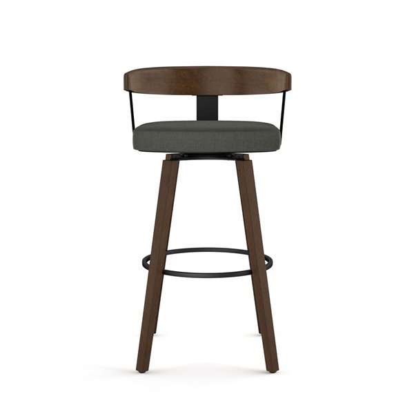 Amisco Industries Cohen 26-in Swivel Counter Stool - Charcoal Grey Polyester/Brown Wood