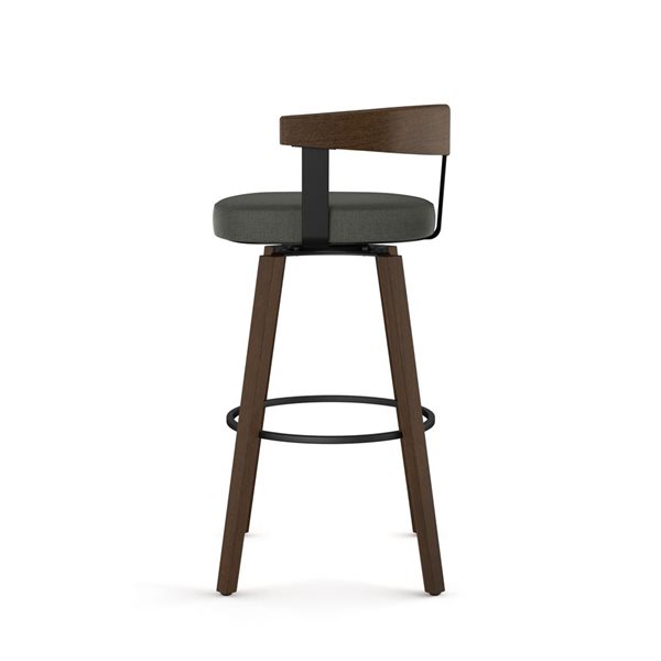 Amisco Industries Cohen 26-in Swivel Counter Stool - Charcoal Grey Polyester/Brown Wood