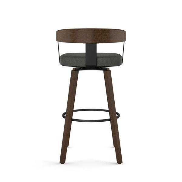 Amisco Industries Cohen 26-in Swivel Counter Stool - Charcoal Grey Polyester/Brown Wood