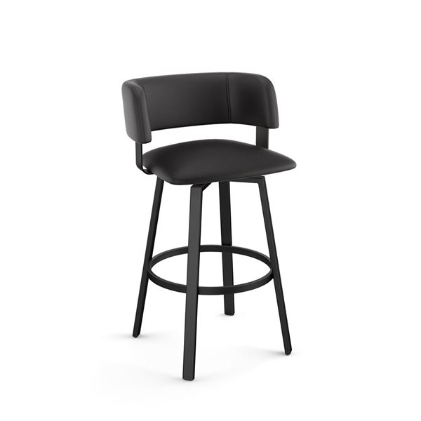 Tabouret comptoir pivotant Amisco Industries Stinson 26 po en similicuir noir/métal noir