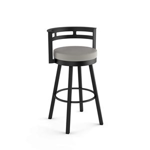 Amisco Industries Render 30-in Swivel Bar Stool - Taupe Grey Faux Leather/Black Metal
