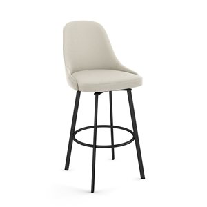 Amisco Industries Harper 30-in Swivel Bar Stool - Cream Bouclé Polyester/Black Metal