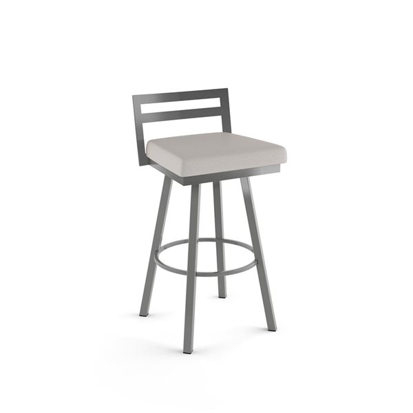 Amisco Industries Derek 26-in Swivel Counter Stool - Light Grey Polyester/Grey Metal