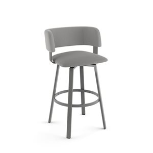 Amisco Industries Stinson 26-in Swivel Counter Stool - Grey Polyester/Grey Metal