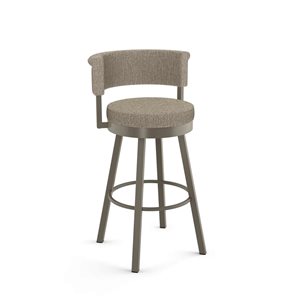 Amisco Industries Rosco 26-in Swivel Counter Stool - Beige and Brown Woven/Grey Metal
