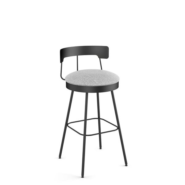 Amisco Industries Monza 30-in Swivel Bar Stool - Grey White Polyester/Black Metal