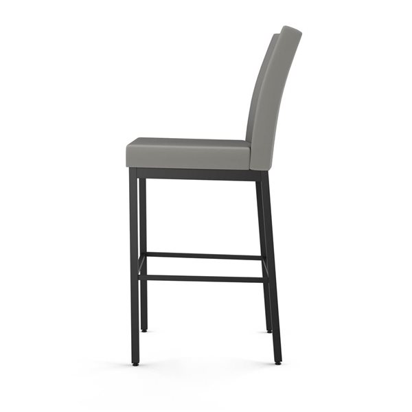 Tabouret de comptoir Amisco Industries Perry 26 po en similicuir gris foncé/métal noir