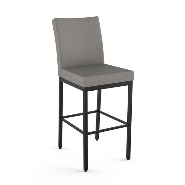 Tabouret de comptoir Amisco Industries Perry 26 po en similicuir gris foncé/métal noir