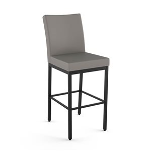 Tabouret de comptoir Amisco Industries Perry 26 po en similicuir gris foncé/métal noir