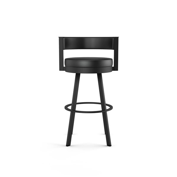 Tabouret bar pivotant Amisco Industries Browser 30 po en similicuir noir/métal noir