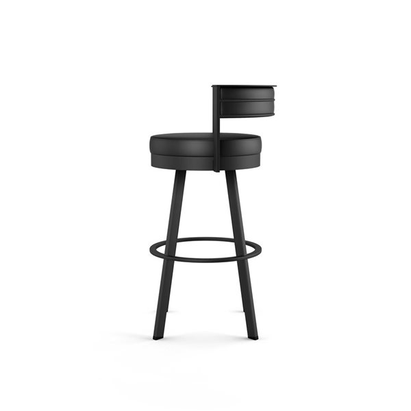 Tabouret bar pivotant Amisco Industries Browser 30 po en similicuir noir/métal noir