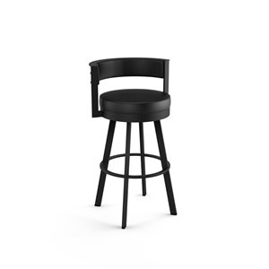 Tabouret bar pivotant Amisco Industries Browser 30 po en similicuir noir/métal noir