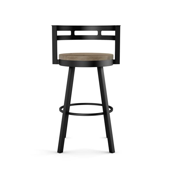 Tabouret de comptoir pivotant Amisco Industries Vector 26 po en bois beige usé/métal noir