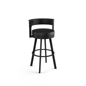 Amisco Industries Browser 26-in Swivel Counter Stool - Black Faux Leather/Black Metal