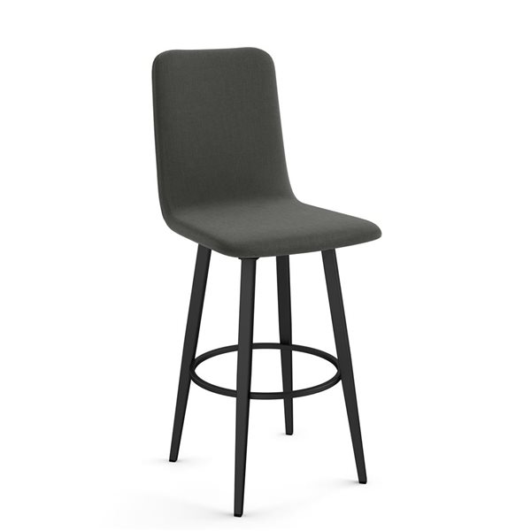 Tabouret comptoir pivotant Amisco Industries Watson 26 po en polyester gris charbon/métal noir