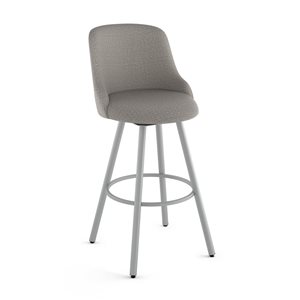 Amisco Industries Kelsea 30-in Swivel Bar Stool - Silver Grey Polyester/Grey Metal