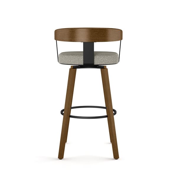 Amisco Industries Cohen 26-in Swivel Counter Stool - BeigeandGrey Bouclé Polyester/Brown Wood