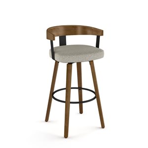 Amisco Industries Cohen 26-in Swivel Counter Stool - BeigeandGrey Bouclé Polyester/Brown Wood