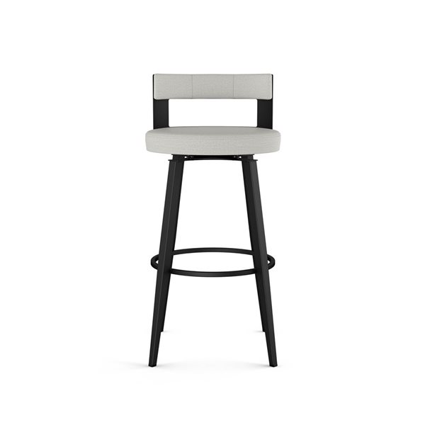 Amisco Industries Paramont 30-in Swivel Bar Stool - Light Grey Polyester/Black Metal