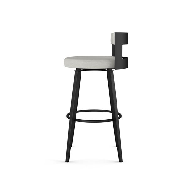 Amisco Industries Paramont 30-in Swivel Bar Stool - Light Grey Polyester/Black Metal