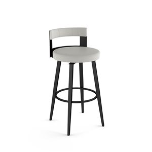 Amisco Industries Paramont 30-in Swivel Bar Stool - Light Grey Polyester/Black Metal