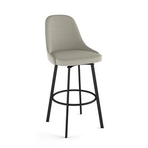 Tabouret comptoir pivotant Amisco Industries Harper 26 po en bouclé beige et gris/métal noir