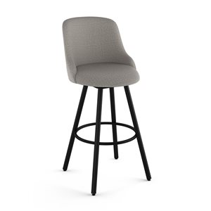 Amisco Industries Kelsea 30-in Swivel Bar Stool - Silver Grey Polyester/Black Metal