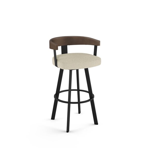 Amisco Industries Lars 26-in Swivel Counter Stool - Cream Polyester/Black Metal/Brown