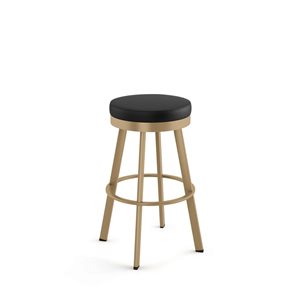 Amisco Industries Swice 26-in Swivel Counter Stool - Black Faux Leather/Golden Metal