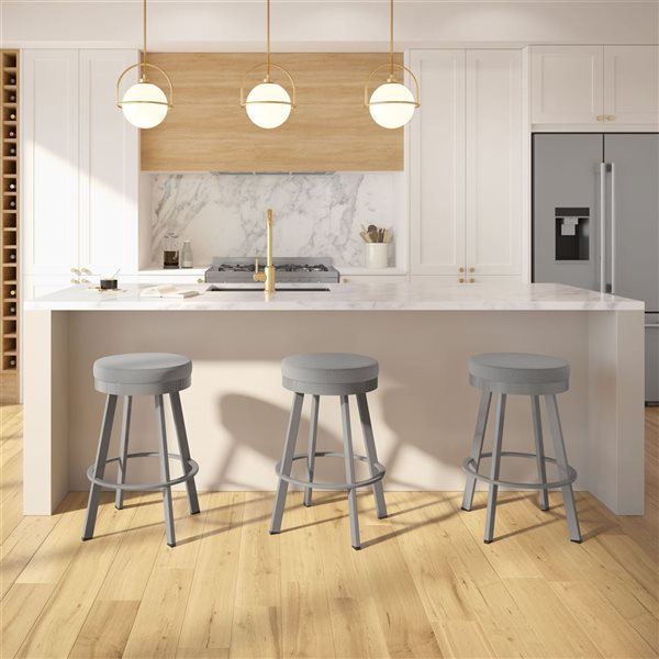 Amisco Industries Swice 30-in Swivel Bar Stool - Grey Polyester/Grey Metal