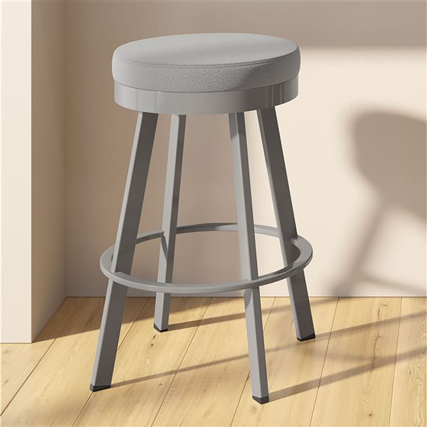 Amisco Industries Swice 30-in Swivel Bar Stool - Grey Polyester/Grey Metal
