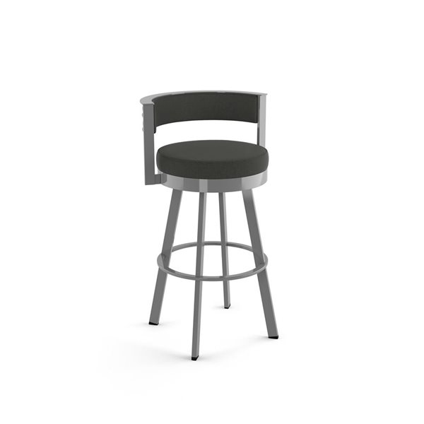 Amisco Industries Browser 30-in Swivel Bar Stool - Charcoal Grey Polyester/Grey Metal