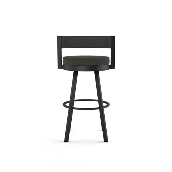 Amisco Industries Browser 30-in Swivel Bar Stool - Charcoal Grey Polyester/Black Metal