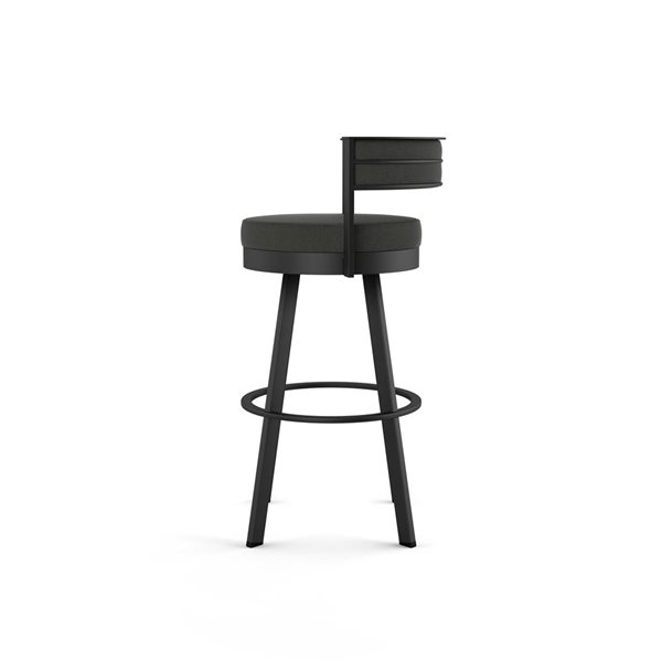Amisco Industries Browser 30-in Swivel Bar Stool - Charcoal Grey Polyester/Black Metal
