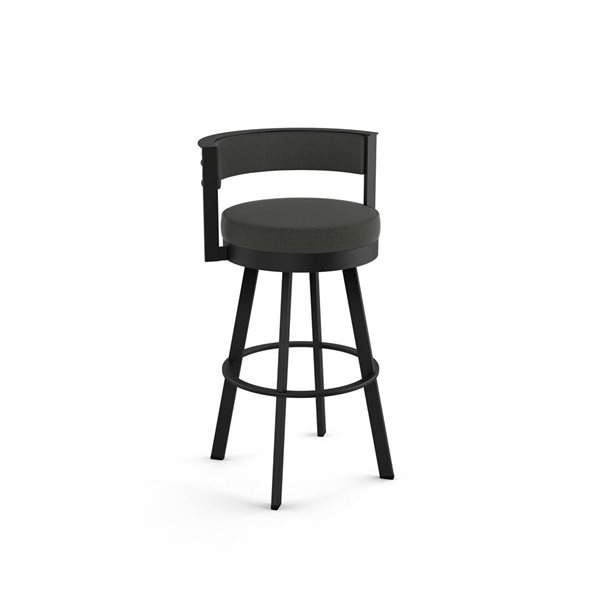 Amisco Industries Browser 30-in Swivel Bar Stool - Charcoal Grey Polyester/Black Metal