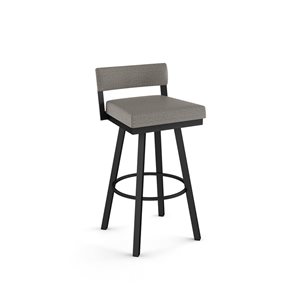 Amisco Industries Travis 26-in Swivel Counter Stool - Silver Grey Polyester/Black Metal